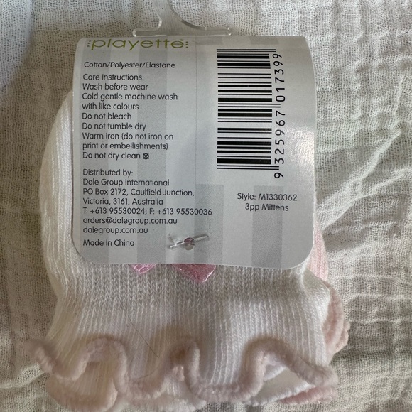 NWT Playette Preemie and Tiny Newborn Mittens - 3 Pack - Up to 3.2kgs - Picture 2 of 3